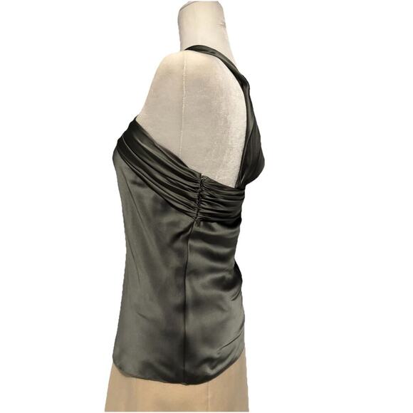 Ralph Lauren Black Label Silk Blouse One Shoulder Satin Top Halter Twist Tank 8 - Picture 6 of 13